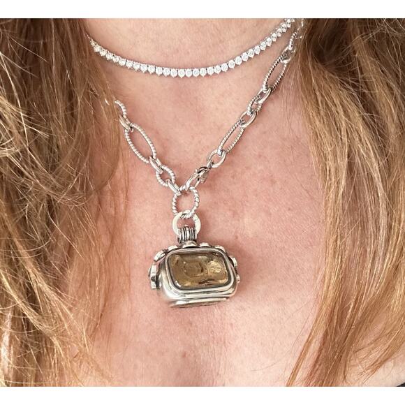 Antique Sterling Silver Swivel Fob And Chain - Picture 4 of 11